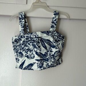 Cropped Square Neck Floral Top